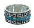 Turquoise Genuine Sterling Silver Water Wave Ring Size 6-1/4 RX68771